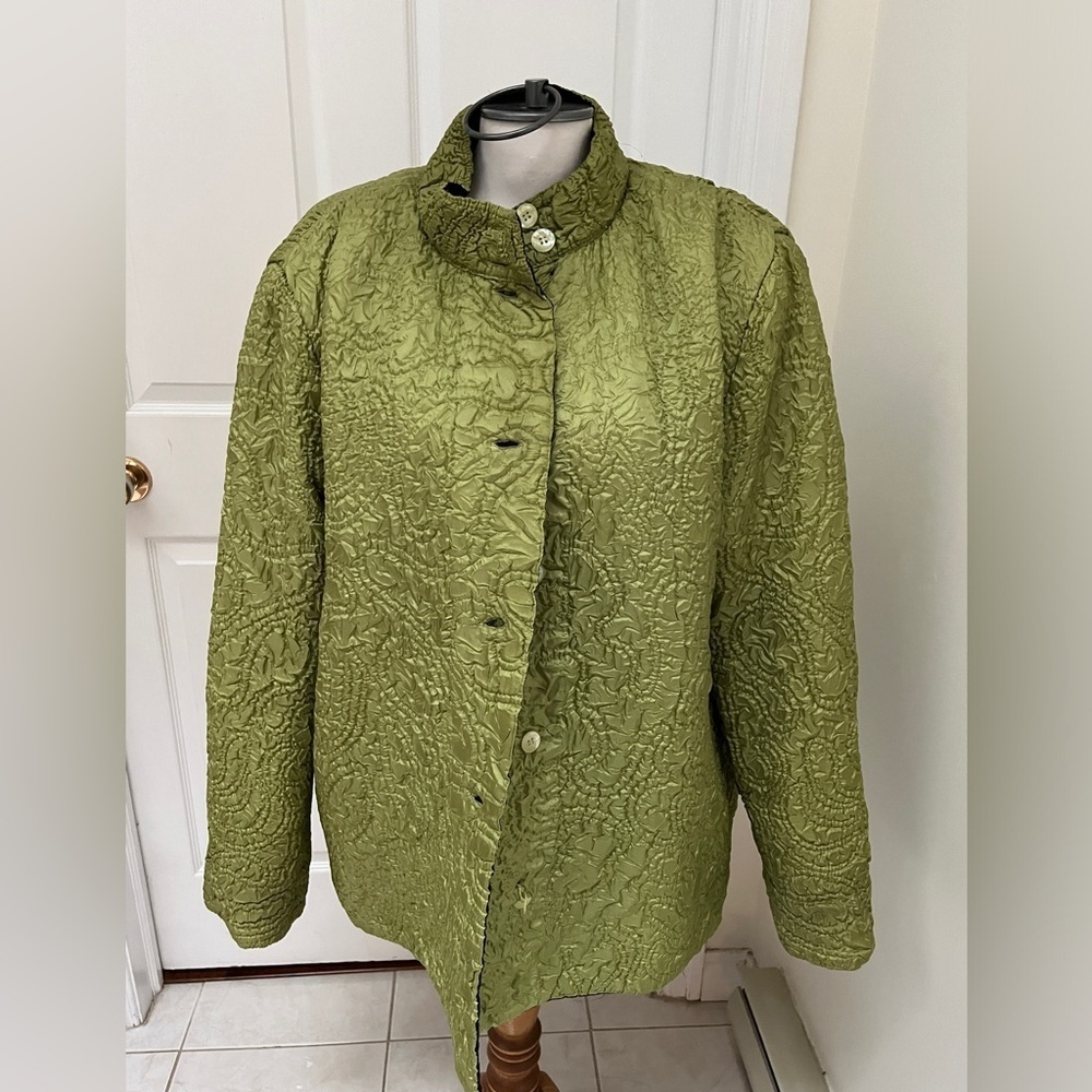 Reversible black and green coat
